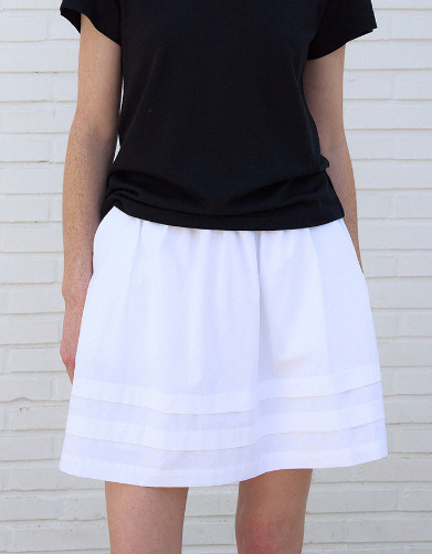 브렌다브렌든 pintuck band skirt - white